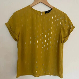 House of Harlow 1960 x Revolve collab yellow blouse with fading moon print sz xs